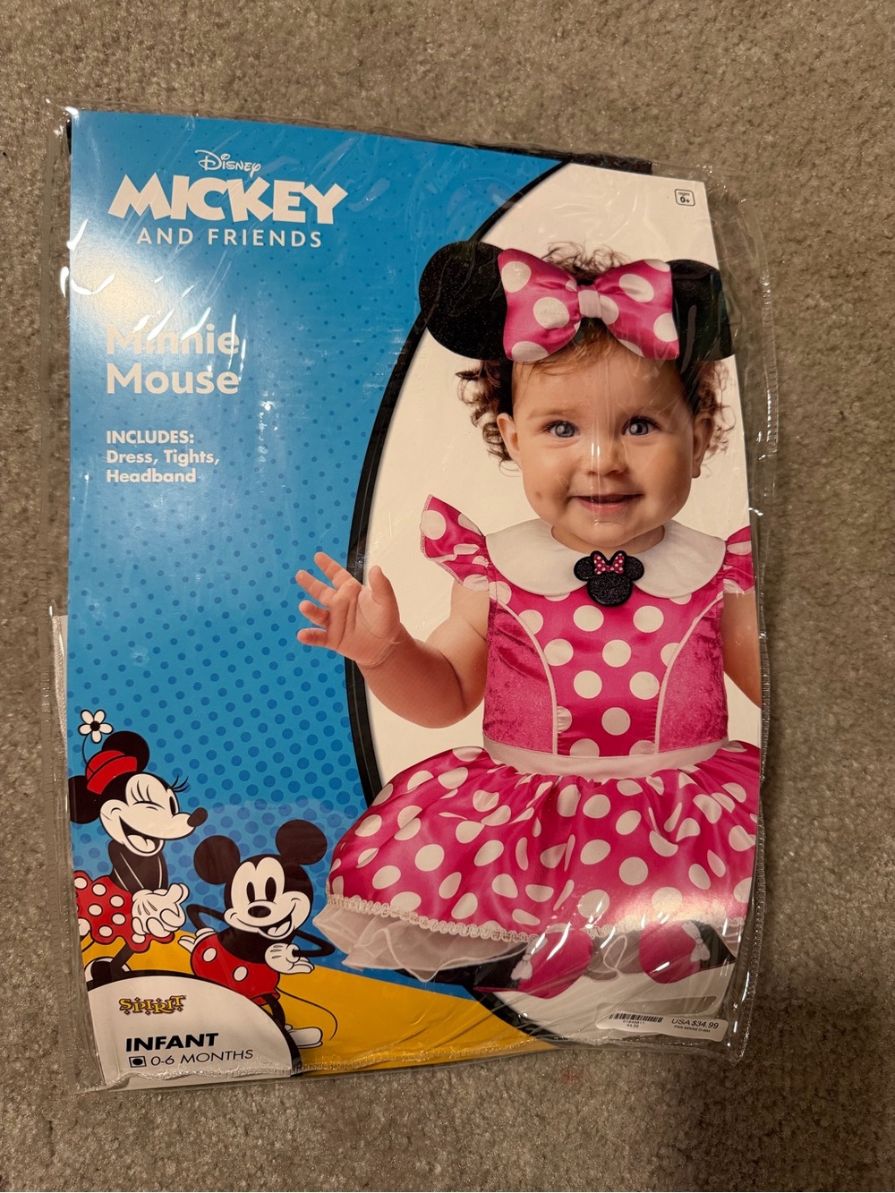 Disney Minnie Mouse Pink Polka Dot Dress & Bow Headband Set